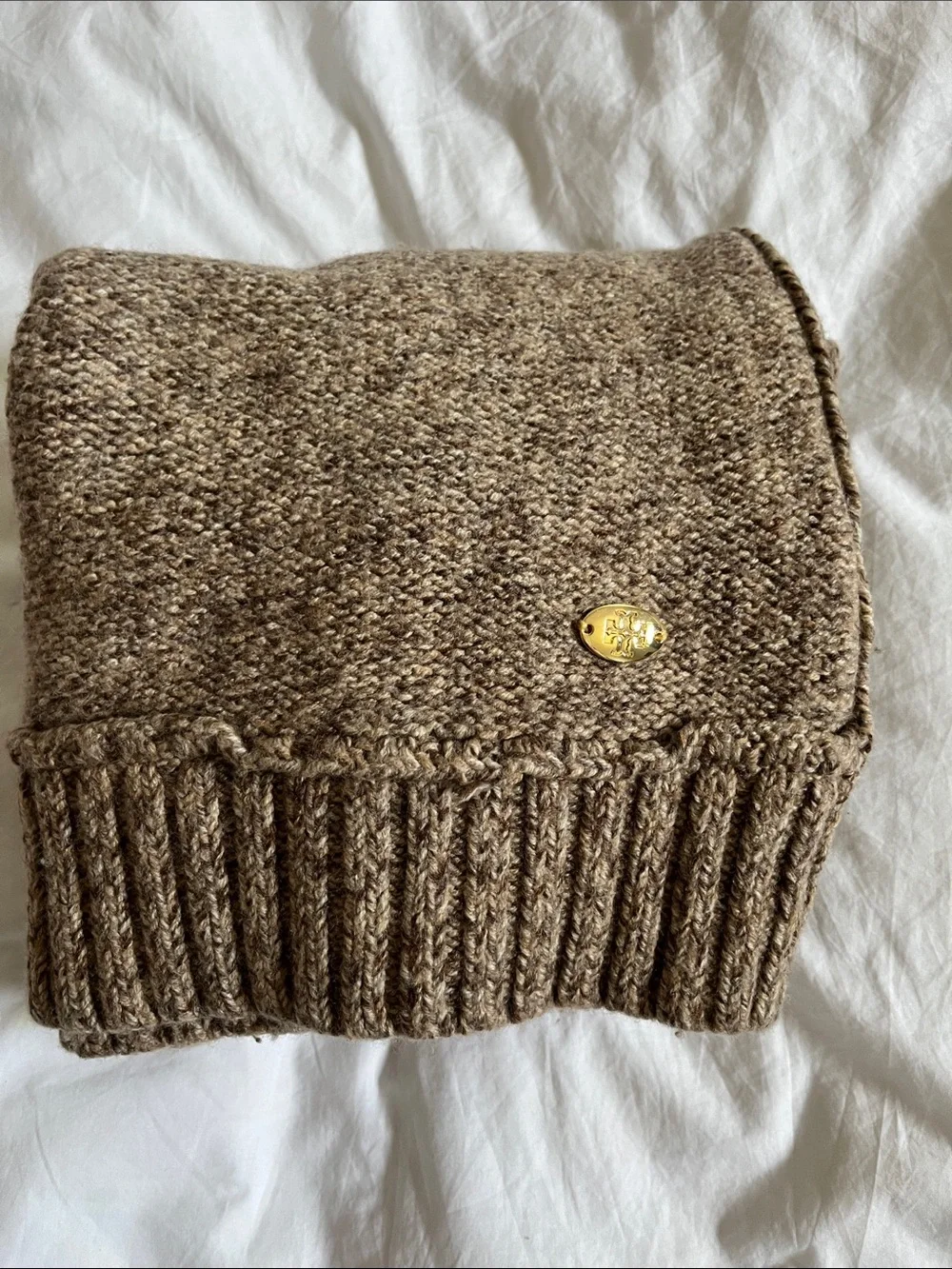 tory burch wool chunky knit beige turtleneck sweater 100% wool autumn layer